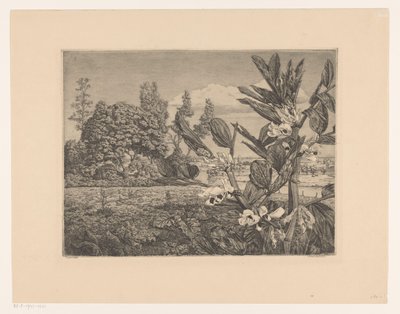 Landskap med blomster av Arend Hendriks (signed by artist)