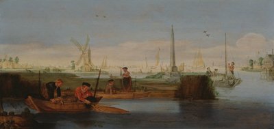 Elvescene med fiskere (olje på lerret) av Arentsz van der Cabel