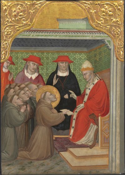 Saint Francis foran paven av Aretino Luca Spinello or Spinelli