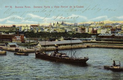 Norddokken og delvis utsikt over byen, Buenos Aires, Argentina (farget bilde) av Argentinian Photographer