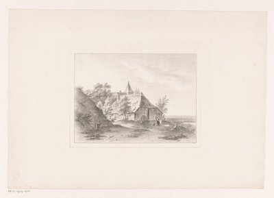 Landsbykant med kvinne som bleker klesvasken av Arie Ketting de Koningh (attributed to)