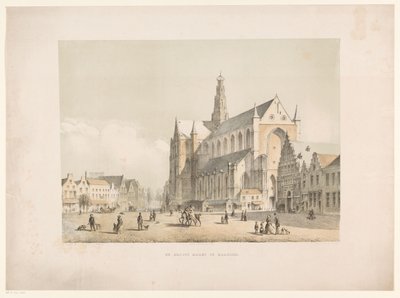 Utsikt over Sint-Bavo kirke og Grote Markt i Haarlem The Groote Markt i Haarlem (tittel på objekt) av Arie Ketting de Koningh