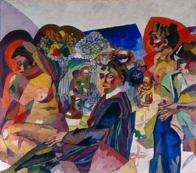 Selskap ved bordet, 1916 av Aristarkh Vasilievic Lentulov
