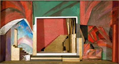 Dekormaquette til Rubinsteins opera Demonen (tre, papp, tekstil, gouache) av Aristarkh Vasilievic Lentulov