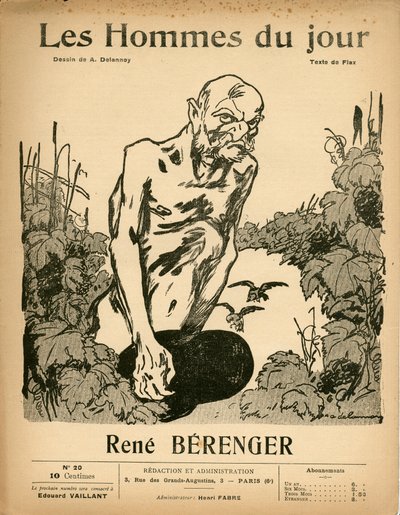 Cover av ""The Men of the Day"", Satirical in B & W, ca. 1909: Sensur - Berenger Rene (1830-1915) - Illustrasjon av Aristide Delannoy (1874-1911) av Aristide Delannoy