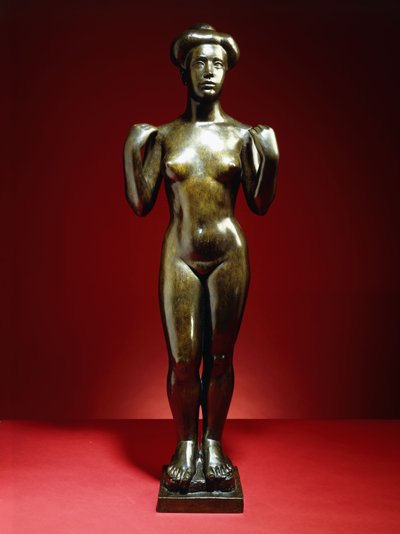 Badende, med armene hevet; Baigneuse, aux Bras Leves, ca. 1900 (bronse med grønnbrun patina) av Aristide Maillol