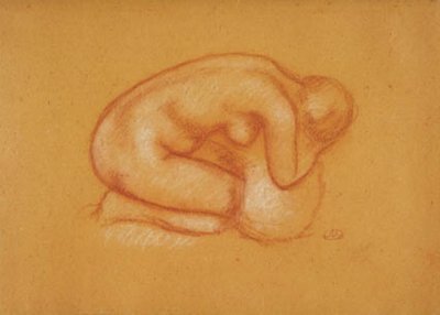 Knælende modell med hodet hvilende i hendene, vendt mot høyre av Aristide Maillol