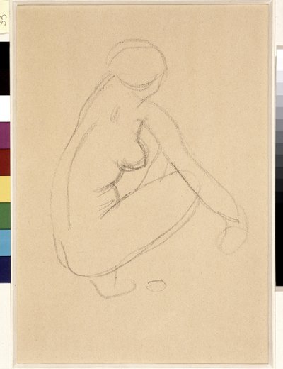 Naken knebøy. Tegning av Aristide Maillol (1861-1944). Blyant på papir. Mål: 32x23cm. Musee Cantini, Marseille av Aristide Maillol
