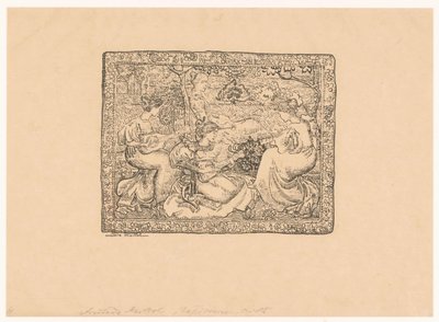 Tapet med fire musikkskapende kvinner i et landskap Concert champêtre (original tittel) av Aristide Maillol