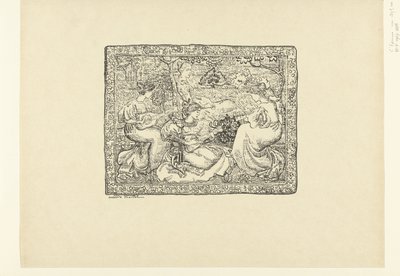 Wandtapijt met vier musicerende vrouwen in landschap Tapisserie ou concert champêtre L