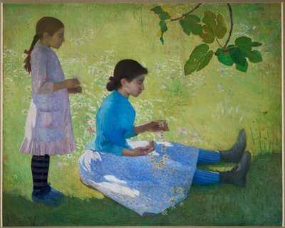en blomsterkrans (maleri på lerret) av Aristide Maillol