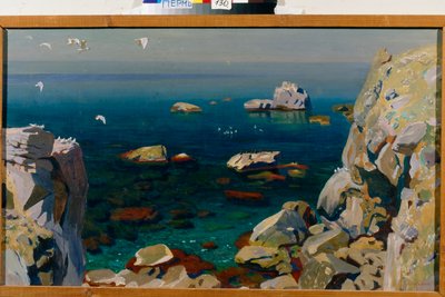 ""Calme"" (Rolig) Paysage marin de rochers Peinture d