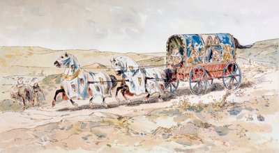 13th Century Horse Drawn Damevogn, 1886 av Armand Jean Heins
