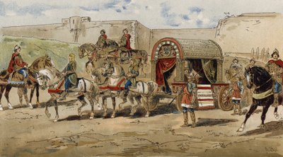 Transport av en frankisk prins fra Karl den Stores tid, 9. århundre av Armand Jean Heins