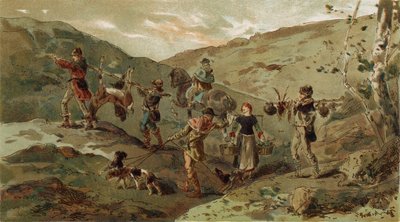 Jaktselskap og bærere, 1200-tallet av Armand Jean Heins