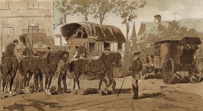 Postbuss, coach for Royal Dutch courier service and carrier, Nederland, 1800-tallet av Armand Jean Heins