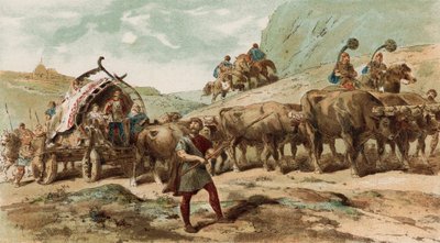 Oksevogn og eskorte av Nervii-stammen i Nord-Gallia av Armand Jean Heins