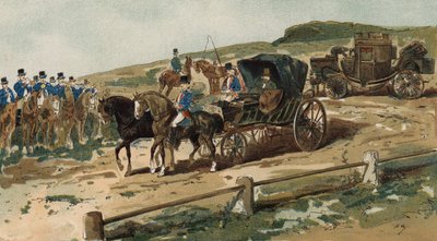 Postilioner, vogn og postvogn, Nederland, 1800-tallet av Armand Jean Heins