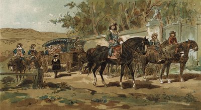 Stagecoach og eskorte, spanske Nederlandene, tidlig på 1600-tallet av Armand Jean Heins