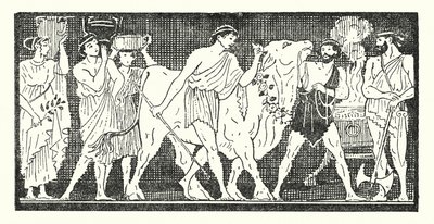 Nestor og hans følgesvenner leder en kvige som skal ofres (litho) av Armand Joseph Bonamy
