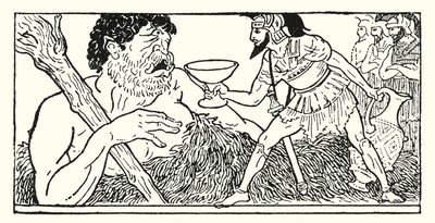 Odyssevs tilbyr en kopp vin til giganten Polyphemus (litho) av Armand Joseph Bonamy