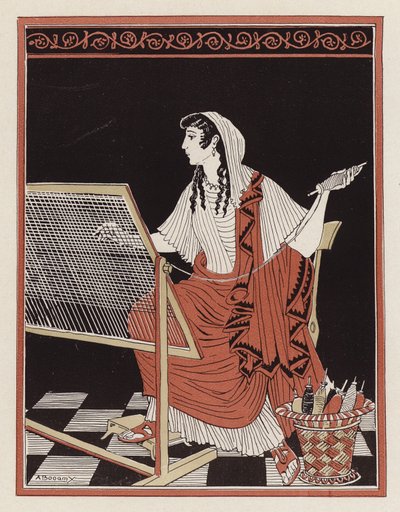 Penelopes trofasthet til ektemannen Odysseus (farge litho) av Armand Joseph Bonamy