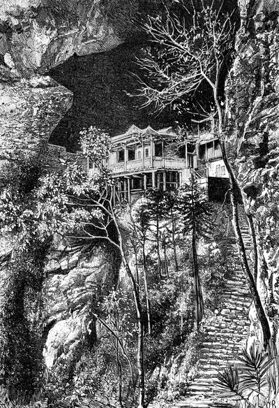 Buddhistkloster, Yuen-Fu on the Min, sør for Fuchu-Fu, c1890 av Armand Kohl