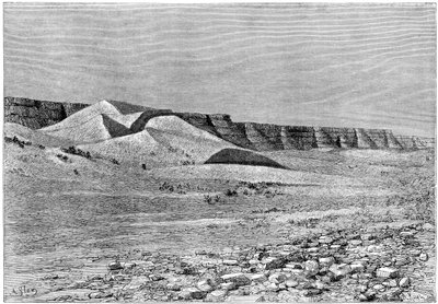 Cliffs of the Igharghar, tatt fra nord for Temassinin, c1890 av Armand Kohl