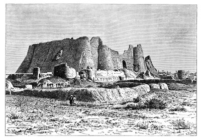 Den ødelagte festningen Veramin, Persia, Iran, 1895. av Armand Kohl