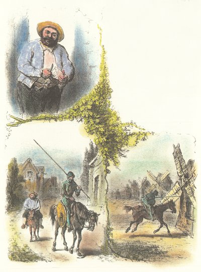 Illustrasjon av Armand-Louis-Henri Telory for barnas tilpasning av Don Quichot av Armand Louis Henri Telory