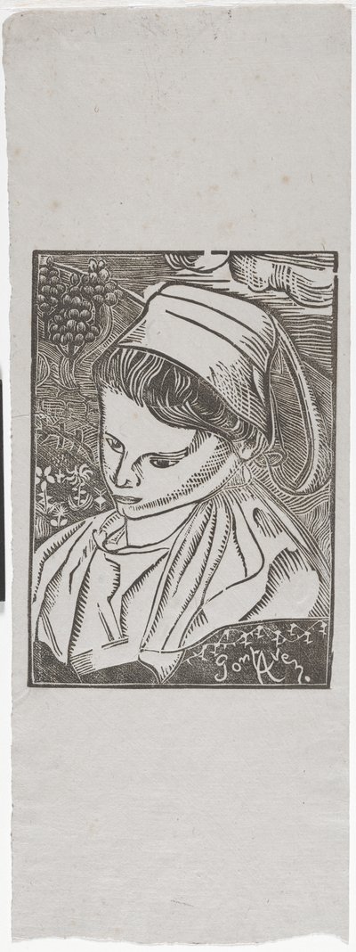 Bretonne de Pont-Aven (bretonsk kvinne fra Pont-Aven) ca. 1896 (treblokktrykk) av Armand Séguin