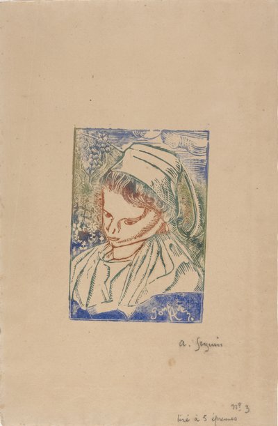Bretonne de Pont-Aven (bretonsk kvinne fra Pont-Aven) ca. 1896 (treblokktrykk med dukkefarging) av Armand Séguin