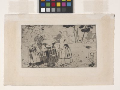 La Ronde De Pont-Aven (Dansen ved Pont-Aven) (etsing, akvatint og tørrnipp) av Armand Séguin