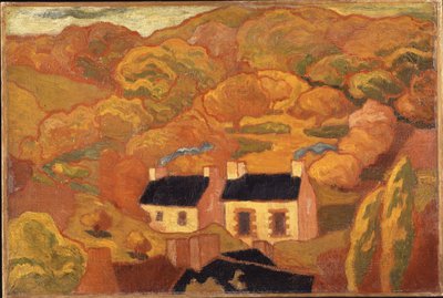To hytter med stråtak (Les deux chaumieres) ca. 1893-94 (olje på lerret) av Armand Séguin