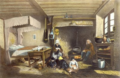 Interiør i et hus i Royat av Armand Theophile Cassagne