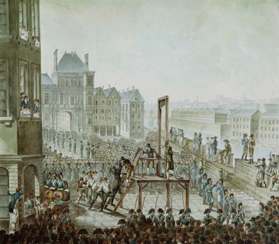 Henrettelsen av Georges Cadoudal (1771-1804) og hans medskyldige, Place de Greve, 25. juni 1804 (wc på papir) av Armand de Polignac