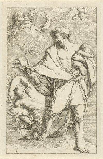 Jupiter og Semele Scene med syndestatuer åpnet til tjeneste for malere, statueholdere etc. (serietittel) av Arnold Houbraken