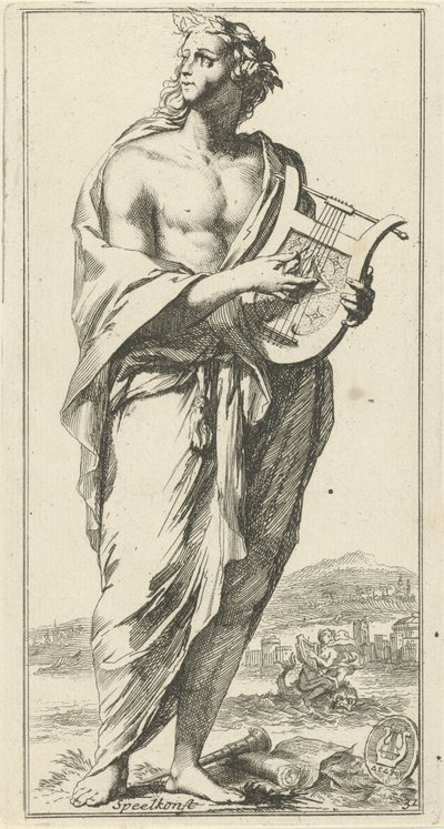Musikk personifisering Spillekunst (tittel på objekt) 41 stykker, flere Sinne-statuer (serietittel) av Arnold Houbraken
