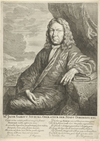 Portrett av Jacob Sasbout Souburg Mr Jacob Sasbout Souburg. Driftsleder i Dordregt kommune. osv. (tittel på objekt) av Arnold Houbraken