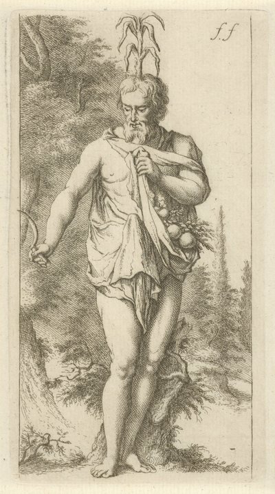 Priapus Scene med syndestatuer åpnet til tjeneste for malere, statueholdere osv. (serietittel) av Arnold Houbraken