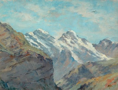 Utsikt i Norge (olje på lerret om bord) av Arnold Priestman