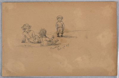 Skisse av tre barn av Arnold William Brunner