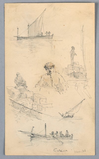 Skisser i havnen i Catania av Arnold William Brunner