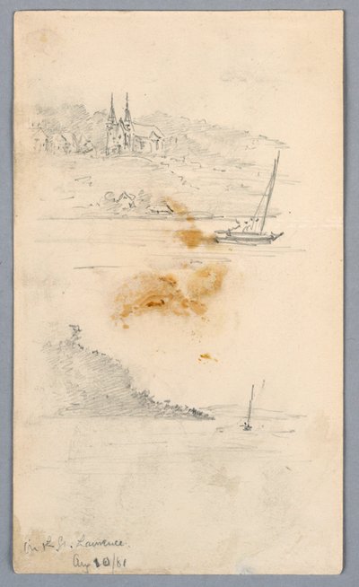 To skisser av seilbåter ved St. Lawrence av Arnold William Brunner
