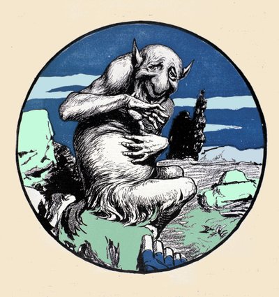 Guden Pan, halv geit mi mann. Illustrasjon av Arpad Schmidhammer for Jugend av Arpad Schmidhammer