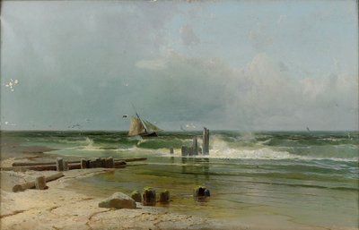 En seilbåt ved stranden, 1891 av Arseniy Ivanovich Meshchersky