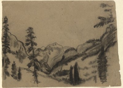 Fjelllandskap med grantrær av Arthur B. Davies