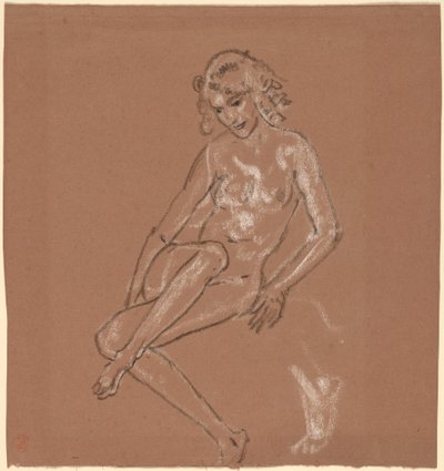 Sittende naken og en fot av Arthur B. Davies