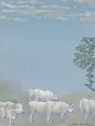 Landskap med kyr av Arthur Bowen Davies