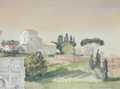 Palatine Hill fra Colosseum, 1927 (wc på papir) av Arthur Bowen Davies